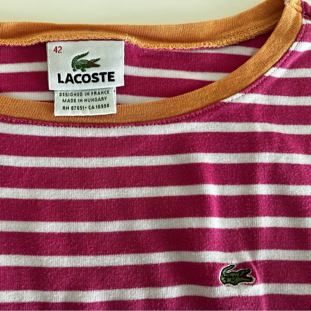 Vintage Pink Striped Lacoste Tee
